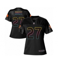Women's Cleveland Browns #27 Kareem Hunt Game Black Fashion Football Jersey