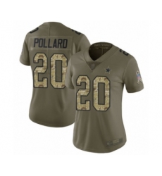 Women's Dallas Cowboys #20 Tony Pollard Limited Olive Camo 2017 Salute to Service Football Jersey