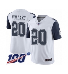 Youth Dallas Cowboys #20 Tony Pollard Limited White Rush Vapor Untouchable 100th Season Football Jersey