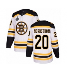 Men's Boston Bruins #20 Joakim Nordstrom Authentic White Away 2019 Stanley Cup Final Bound Hockey Jersey