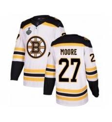 Youth Boston Bruins #27 John Moore Authentic White Away 2019 Stanley Cup Final Bound Hockey Jersey