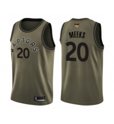 Men's Toronto Raptors #20 Jodie Meeks Swingman Green Salute to Service 2019 Basketball Finals Bound Jersey
