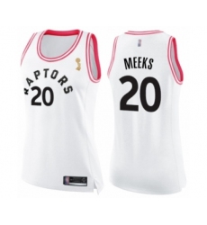 Women's Toronto Raptors #20 Jodie Meeks Swingman White Pink Fashion 2019 Basketball Finals Champions Jersey