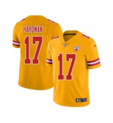 Youth Kansas City Chiefs #17 Mecole Hardman Limited Gold Inverted Legend Football Jersey