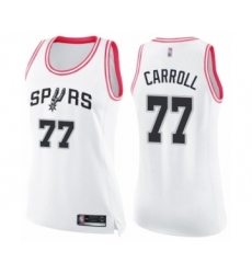Women's San Antonio Spurs #77 DeMarre Carroll Swingman White Pink Fashion Basketball Jersey