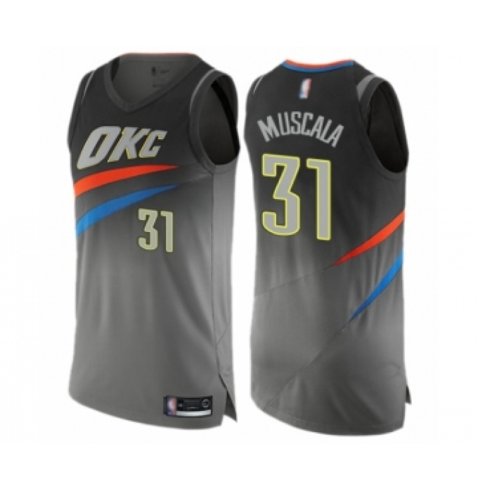 Men's Oklahoma City Thunder #31 Mike Muscala Authentic Gray Basketball Jersey - City Edition