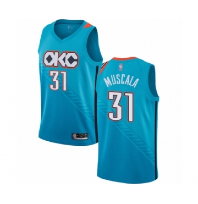 Men's Oklahoma City Thunder #31 Mike Muscala Authentic Turquoise Basketball Jersey - City Edition