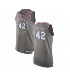 Men's Philadelphia 76ers #42 Al Horford Authentic Gray Basketball Jersey - City Edition