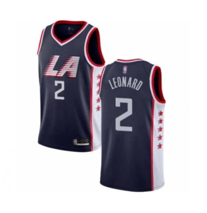Men's Los Angeles Clippers #2 Kawhi Leonard Authentic Navy Blue Basketball Jersey - City Edition