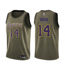 Youth Los Angeles Lakers #14 Danny Green Swingman Green Salute to Service Basketball Jersey