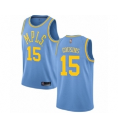 Men's Los Angeles Lakers #15 DeMarcus Cousins Authentic Blue Hardwood Classics Basketball Jersey