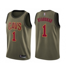 Men's Cleveland Cavaliers #1 Nik Stauskas Swingman Green Salute to Service Basketball Jersey