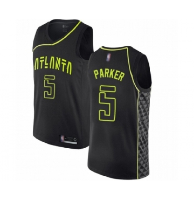 Men's Atlanta Hawks #5 Jabari Parker Authentic Black Basketball Jersey - City Edition