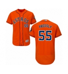 Men's Houston Astros #55 Ryan Pressly Orange Alternate Flex Base Authentic Collection Baseball Jersey