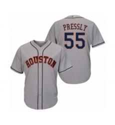 Men's Houston Astros #55 Ryan Pressly Replica Grey Road Cool Base Baseball Jersey