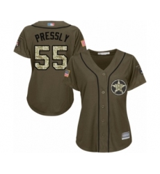Women's Houston Astros #55 Ryan Pressly Authentic Green Salute to Service Baseball Jersey