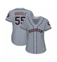 Women's Houston Astros #55 Ryan Pressly Authentic Grey Road Cool Base Baseball Jersey