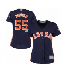 Women's Houston Astros #55 Ryan Pressly Authentic Navy Blue Alternate Cool Base 2019 World Series Bound Baseball Jersey