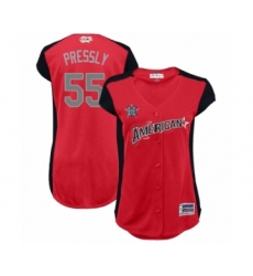 Women's Houston Astros #55 Ryan Pressly Authentic Red American League 2019 Baseball All-Star Jersey