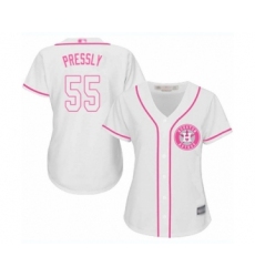 Women's Houston Astros #55 Ryan Pressly Authentic White Fashion Cool Base Baseball Jersey