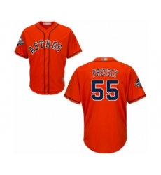 Youth Houston Astros #55 Ryan Pressly Authentic Orange Alternate Cool Base 2019 World Series Bound Baseball Jersey