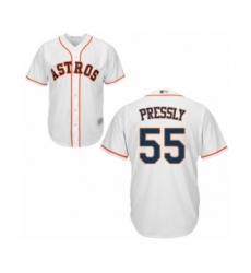 Youth Houston Astros #55 Ryan Pressly Authentic White Home Cool Base Baseball Jersey