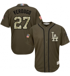 Youth Los Angeles Dodgers #27 Alex Verdugo Green Salute to Service Stitched Baseball Jersey