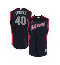 Men's Atlanta Braves #40 Mike Soroka Authentic Navy Blue National League 2019 Baseball All-Star Jersey