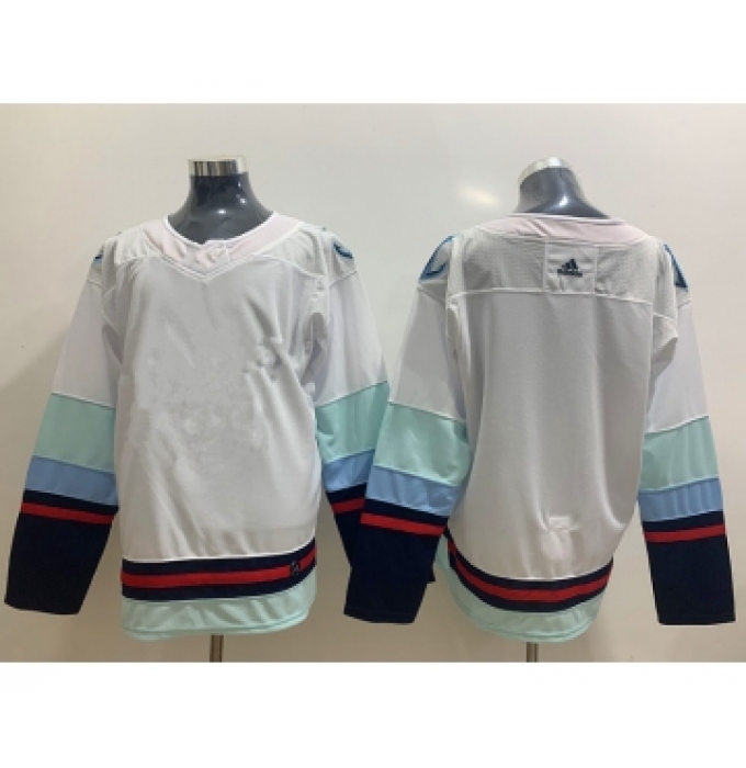 Youth Seattle Kraken Blank Navy White Stitched Adidas NHL Jersey