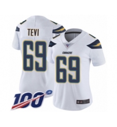 Women's Los Angeles Chargers #69 Sam Tevi White Vapor Untouchable Limited Player 100th Season Football Jersey