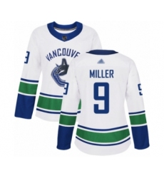 Women's Vancouver Canucks #9 J.T. Miller Authentic White Away Hockey Jersey