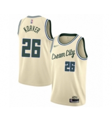Youth Milwaukee Bucks #26 Kyle Korver Swingman Cream Basketball Jersey - 2019  20 City Edition