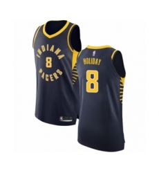 Men's Indiana Pacers #8 Justin Holiday Authentic Navy Blue Basketball Jersey - Icon Edition