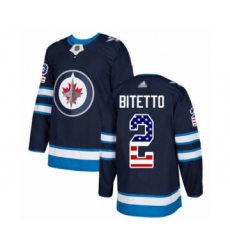 Men's Winnipeg Jets #2 Anthony Bitetto Authentic Navy Blue USA Flag Fashion Hockey Jersey
