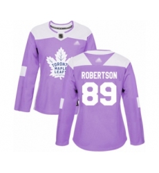 Women's Toronto Maple Leafs #89 Nicholas Robertson Authentic Purple Fights Cancer Practice Hockey Jersey