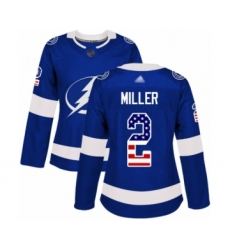 Women's Tampa Bay Lightning #2 Luke Schenn Authentic Blue USA Flag Fashion Hockey Jersey