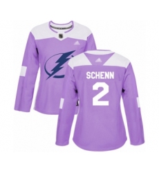 Women's Tampa Bay Lightning #2 Luke Schenn Authentic Purple Fights Cancer Practice Hockey Jersey