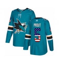 Men's San Jose Sharks #5 Dalton Prout Authentic Teal Green USA Flag Fashion Hockey Jersey