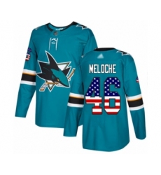 Youth San Jose Sharks #46 Nicolas Meloche Authentic Teal Green USA Flag Fashion Hockey Jersey