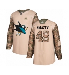 Youth San Jose Sharks #49 Artemi Kniazev Authentic Camo Veterans Day Practice Hockey Jersey