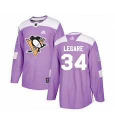 Youth Pittsburgh Penguins #34 Nathan Legare Authentic Purple Fights Cancer Practice Hockey Jersey