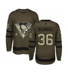 Men's Pittsburgh Penguins #36 Joseph Blandisi Authentic Green Salute to Service Hockey Jersey