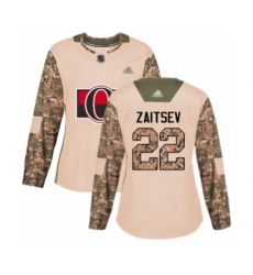 Women's Ottawa Senators #22 Nikita Zaitsev Authentic Camo Veterans Day Practice Hockey Jersey