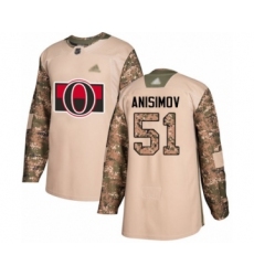 Men's Ottawa Senators #51 Artem Anisimov Authentic Camo Veterans Day Practice Hockey Jersey