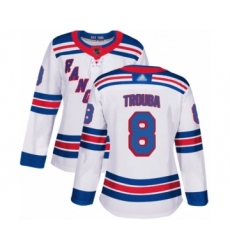 Women's New York Rangers #8 Jacob Trouba Authentic White Away Hockey Jersey