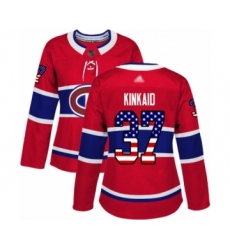 Women's Montreal Canadiens #37 Keith Kinkaid Authentic Red USA Flag Fashion Hockey Jersey
