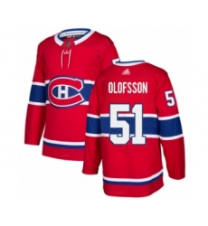 Men's Montreal Canadiens #51 Gustav Olofsson Authentic Red USA Flag Fashion Hockey Jersey