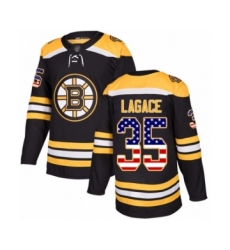 Youth Boston Bruins #35 Maxime Lagace Authentic Black USA Flag Fashion Hockey Jersey