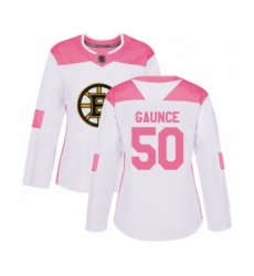 Women's Boston Bruins #50 Brendan Gaunce Authentic White Pink Fashion Hockey Jersey