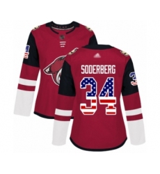 Women's Arizona Coyotes #34 Carl Soderberg Authentic Red USA Flag Fashion Hockey Jersey